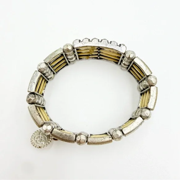 Jessica Simpson Silver Tone Stretch Bracelet Rhinestone Statement - Picture 6 of 8